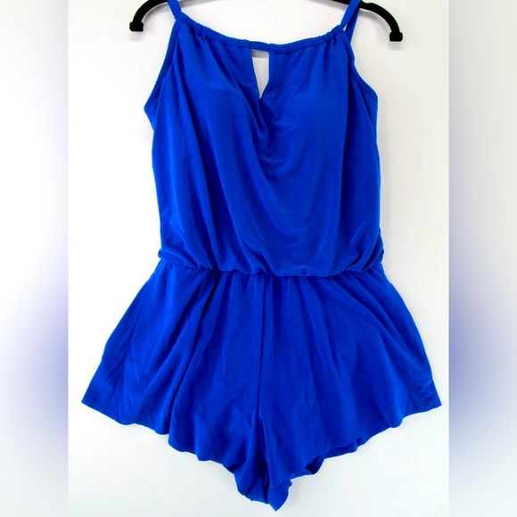 Aqua Green Swim Aqua Green Blue Romper Onepiece Swimsuit Small